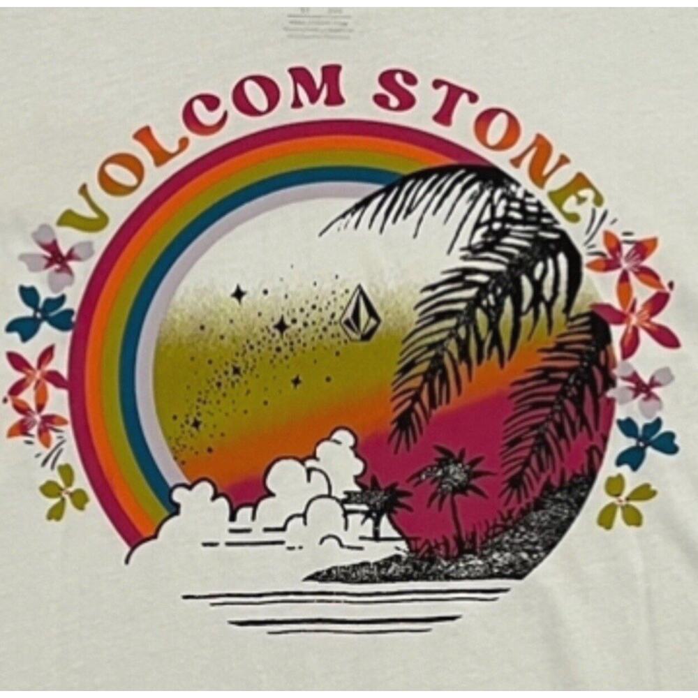 Volcom Werkin Doubles Tee Girls Size M White Organic Cotton Oversized NWT - Picture 5 of 8